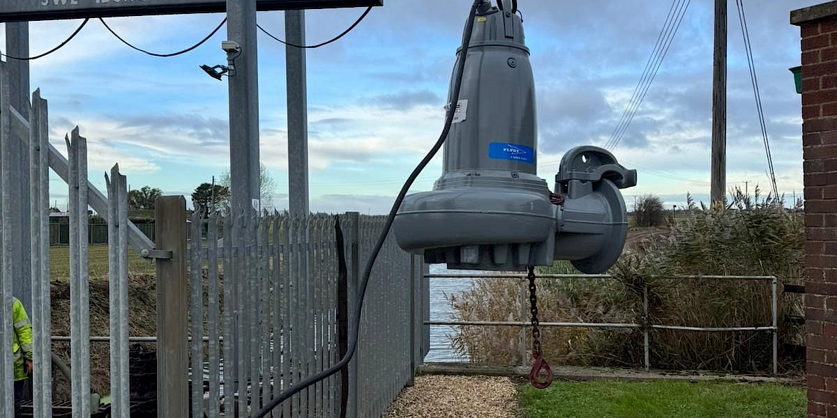 New Pump Station Pump being installed